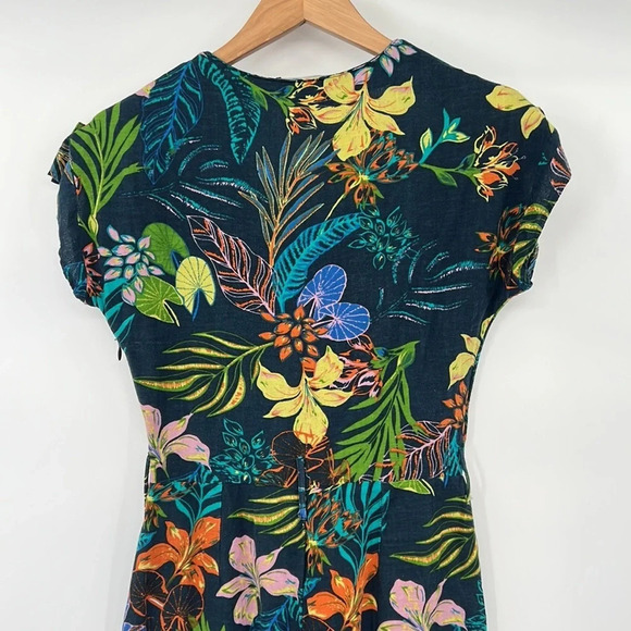 Find🔹Floral Tropical Jumpsuit Womens-V Neck Short Sleeve Linen/Cotton - Picture 9 of 14